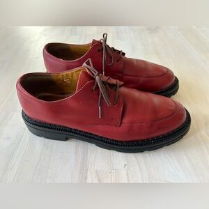 COLE HAAN Country Women’s Chunky Y2K Shoes Red Leather Lace Oxfords Size 9 B